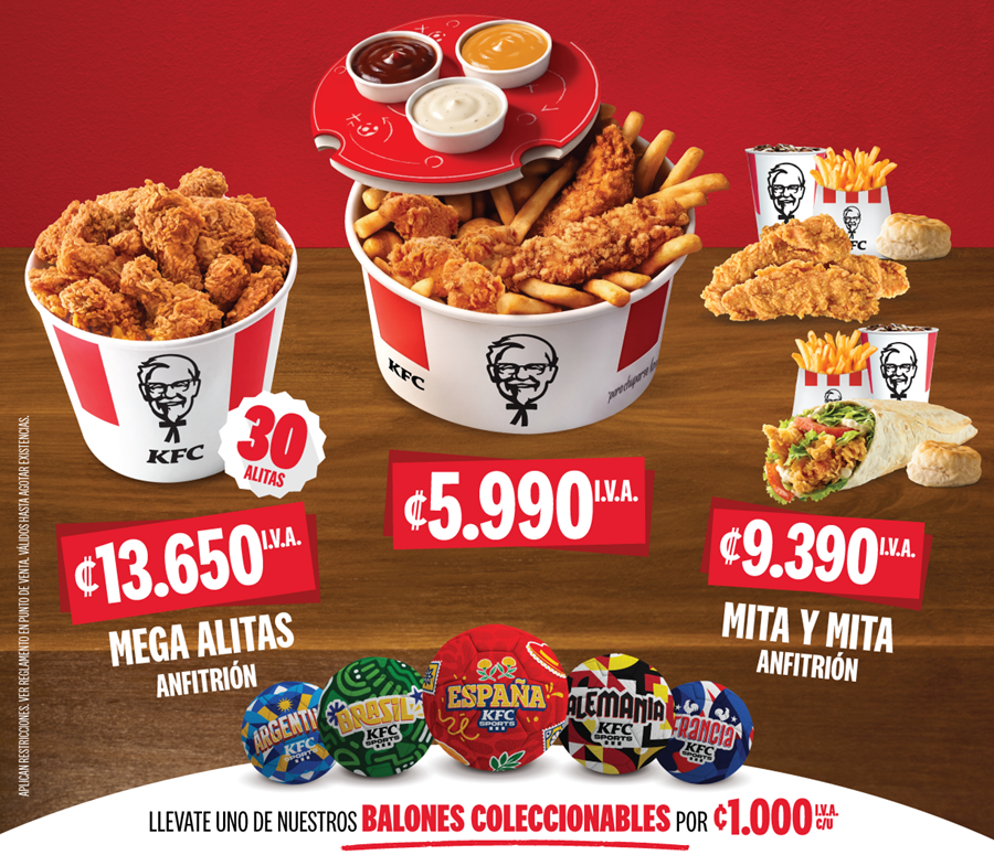 KFC Costa Rica lanza promociones y balones coleccionables durante fiesta futbolera